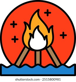 Beach bonfire Vector Icon Design Symbol