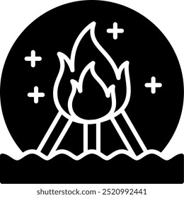Beach bonfire Vector Icon Design Symbol
