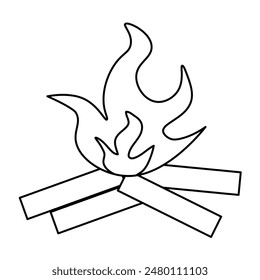 Beach Bonfire Vector Line Icon Design