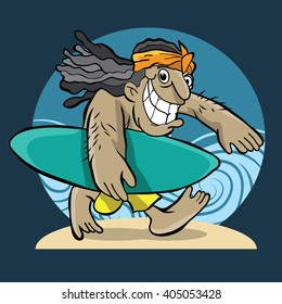 a beach boy goes to surf cartoon character