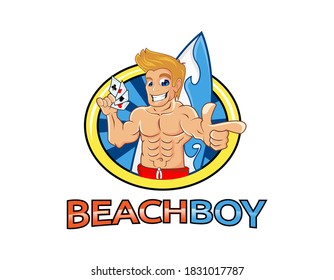 Beach boy logo design illustration.