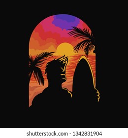 Beach Boy retro vector illustration