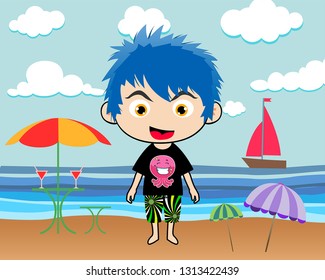 Beach boy in vacations