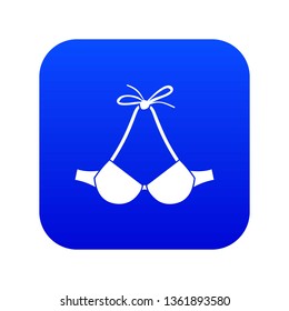 Beach bra icon blue vector isolated on white background