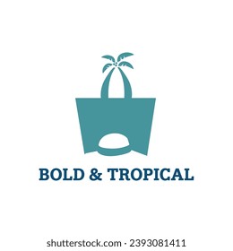 Beach Brand Logo Design  Selling Luxury Hats and Tote Bags with vector illustration of Palm Trees