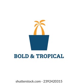 Beach Brand Logo Design with vector illustration of Palm Trees as Handle of Tote Bag