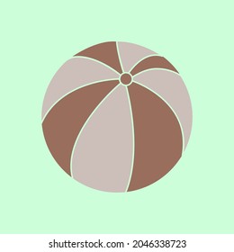 Beach brown ball isolated on green background