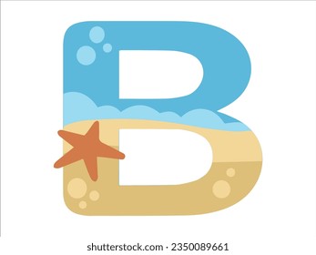 Beach Bubble Alphabet B Illustration