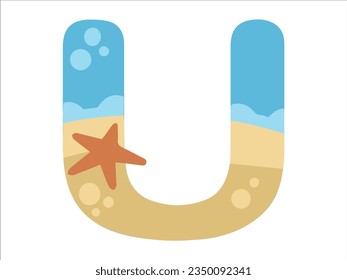 Beach Bubble Alphabet U Illustration