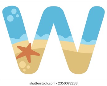 Beach Bubble Alphabet W Illustration