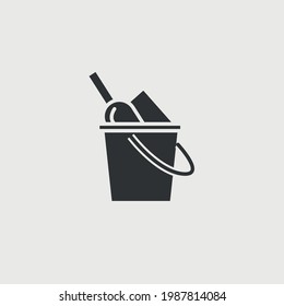 juguete del icono del vectores de arena y cuchara de playa