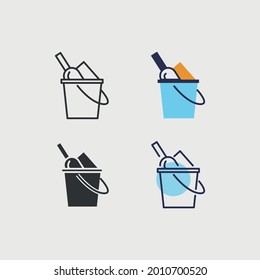 beach bucket and sand vector icon toy
