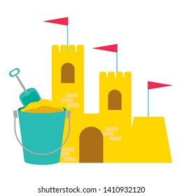 beach bucket shovel sand castle vector illustration