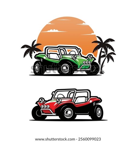 Beach Buggy Vehicle Vector Art Illustration Icon Isolated. Best for Tshirt Design Template Vector