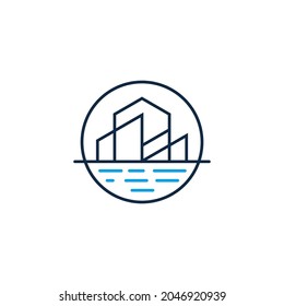 Beach Building Construction Logo Vector Design Template.