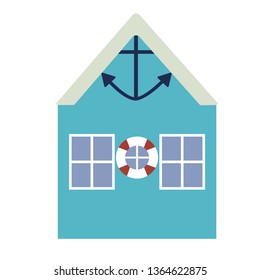 Beach building flat illustration