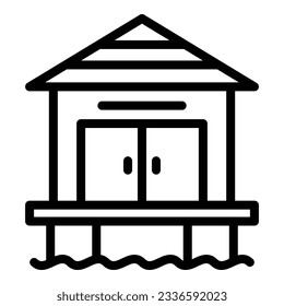 Beach bungalow icon outline vector. Island house. Sea villa