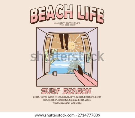 Beach bus camping design. Summer good day. Enjoy beach life. Summer vibes artwork. Beach club. Endless summer artwork. Tropical vintage design. Surfing club artwork.