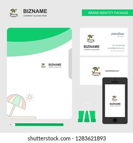 Beach  Business Logo, File Cover Visiting Card and Mobile App Design. Vector Illustration