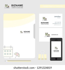 Beach Business Logo, File Cover Visiting Card and Mobile App Design. Vector Illustration