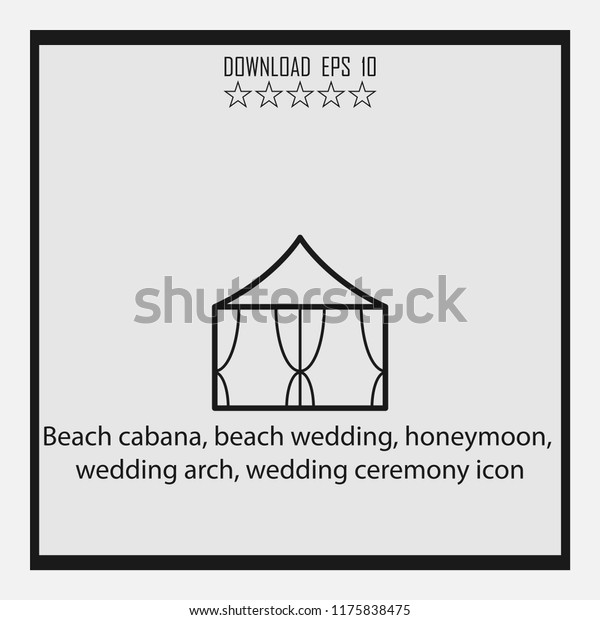 Beach Caban Beach Wedding Line Icon Signs Symbols Stock Image