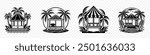 Beach cabana icon, Beach Cabana Vector Line Icon, Beach umbrella and chair for summer holiday, Deck chair and umbrella icon