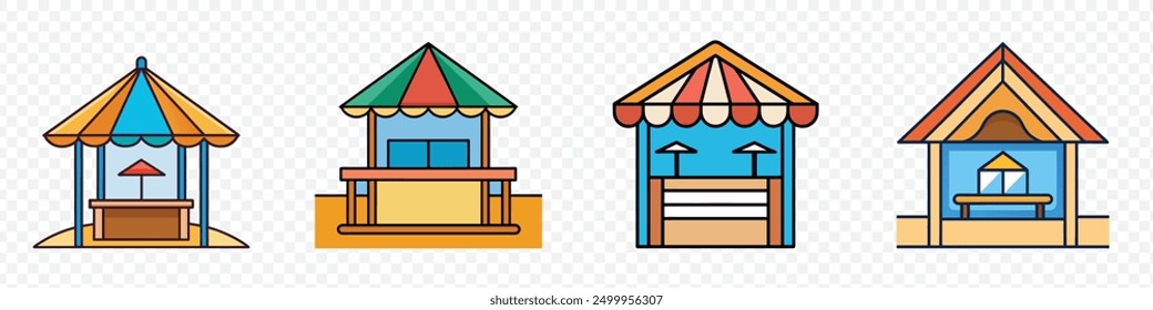 Beach cabana icon, Beach Cabana Vector Line Icon, Beach umbrella and chair for summer holiday, Deck chair and umbrella icon