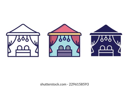 Beach cabana line and solid illustration icon