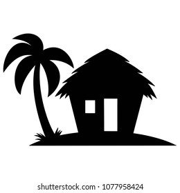 Beach Cabana Silhouette - A vector cartoon illustration of a Beach Cabana Silhouette.