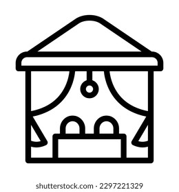 Beach Cabana Vector Line Icon Design