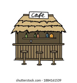 beach cafe doodle icon, vector illustration