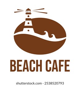 beach cafe flat minimalist logo design