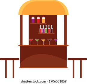 Café de playa, ilustración, vector sobre un fondo blanco.