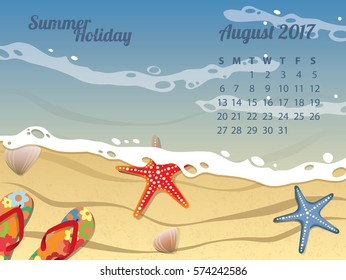 Beach Calendar for August 2017