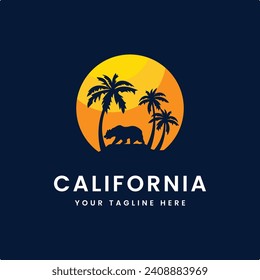 playa california con tiempo de verano oso, playa de verano sol de playa diseño vectorial arte