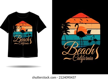 Beach california silhouette t shirt design