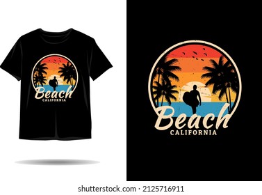 Beach california silhouette t shirt design
