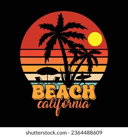 Beach California t shirt design template.