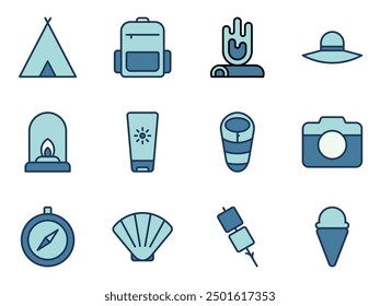 Strand Camp Symbol Vektor Vorlage Sammlung