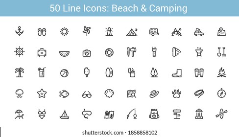 Beach and Camping Line icon