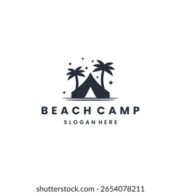Concepto moderno del diseño del logotipo del camping de la playa