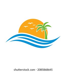 La playa puede ser utilizada para ícono, signo, logotipo, etc