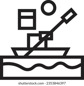 Beach Canoeing Sports Outline Icon