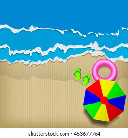 beach cardboard  and shredded paper stock vector