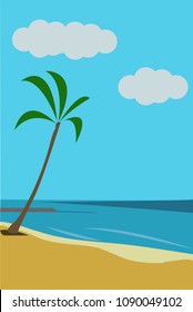 Beach with a Caribbean palm tree.