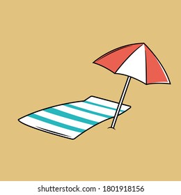 Beach Carpet and Umbrella Vector Images
