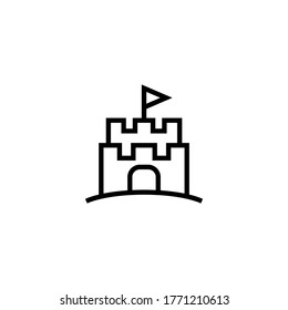 Beach castle, Sand castle icon in black line style icon, style isolated on white background