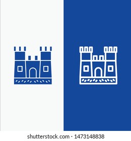 Beach, Castle, Sand Castle Line and Glyph Solid icon Blue banner Line and Glyph Solid icon Blue banner