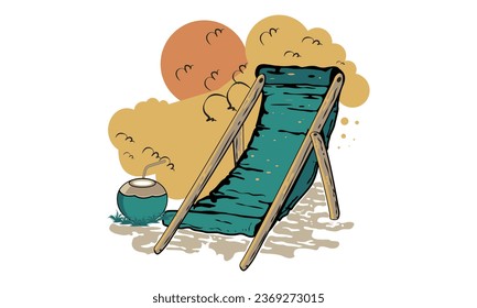 Beach Chair California Surfing Design,
California Surfing Boats Colorful Beach  Illustration Design, Hello, Summer California Beach Vector T-shirt Design.