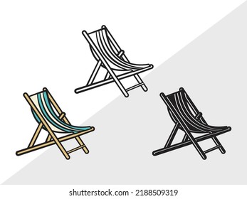 Beach Chair Clipart SVG Printable Vector Illustration